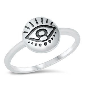 Sterling Silver Eye Ring 10 mm 925 Fashion Band
